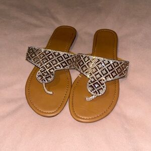 Size 8 Brown & Silver Sandals